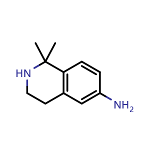 Chemical structure of 1,1-dimethyl-3,4-dihydro-2H-isoquinolin-6-amine , CAS 1092794-34-7, AChemBlock U140744