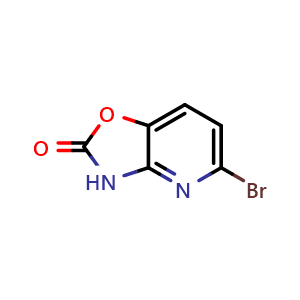Chemical structure of 5-Bromooxazolo[4,5-b]pyridin-2(3H)-one , CAS 1092569-10-2, AChemBlock U140746