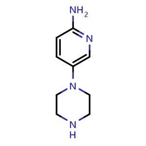Chemical structure of 2-Amino-5-(1-piperazinyl)pyridine , CAS 1082876-26-3, AChemBlock U140773