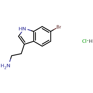 Chemical structure of 6-Bromo-1H-indole-3-ethanamine hydrochloride , CAS 108061-77-4, AChemBlock U140787