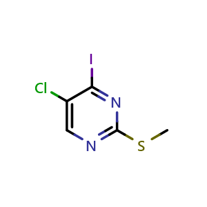 Chemical structure of 5-Chloro-4-iodo-2-(methylthio)pyrimidine , CAS 107403-27-0, AChemBlock U140798
