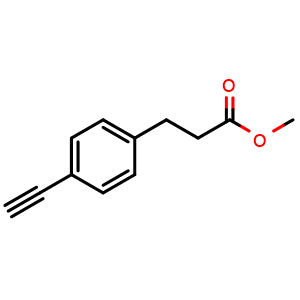 Chemical structure of Methyl 3-(4-Ethynylphenyl)propanoate , CAS 1068471-18-0, AChemBlock U140815