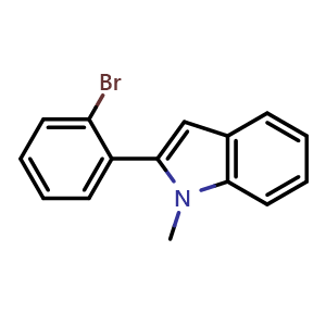 Chemical structure of 2-(2-Bromophenyl)-1-methyl-1H-indole , CAS 1067883-80-0, AChemBlock U140816