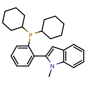 Chemical structure of 2-[2-(Dicyclohexylphosphino)phenyl]-1-methylindole , CAS 1067883-58-2, AChemBlock U140817