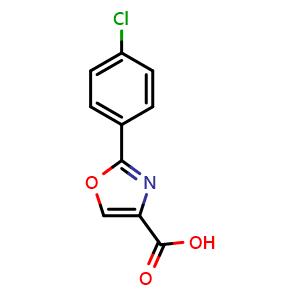 Chemical structure of 2-(4-Chlorophenyl)oxazole-4-carboxylic acid , CAS 1065102-51-3, AChemBlock U140823