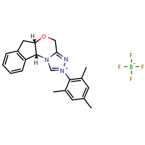 Chemical structure of (5aS,10bR)-2-mesityl-4,5a,6,10b-tetrahydroindeno[2,1-b][1,2,4]triazolo[4,3-d][1,4]oxazin-2-ium tetrafluoroborate , CAS 1061311-82-7, AChemBlock U140830