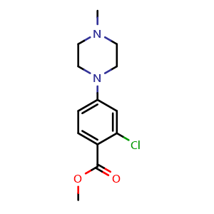 Chemical structure of Methyl 2-Chloro-4-(4-methyl-1-piperazinyl)benzoate , CAS 1059705-62-2, AChemBlock U140835