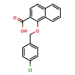 Chemical structure of 1-((4-chlorobenzyl)oxy)-2-naphthoic acid , CAS 1052500-63-6, AChemBlock U140845