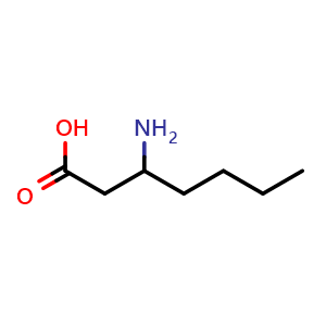 Chemical structure of 3-Aminoheptanoic acid , CAS 104883-48-9, AChemBlock U140862