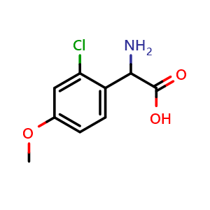 Chemical structure of 2-(2-Chloro-4-methoxyphenyl)-DL-glycine , CAS 1037423-77-0, AChemBlock U140892