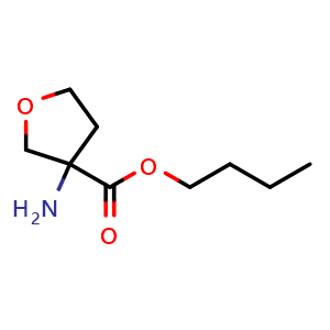 Chemical structure of Butyl 3-Aminotetrahydrofuran-3-carboxylate , CAS 1037301-08-8, AChemBlock U140895