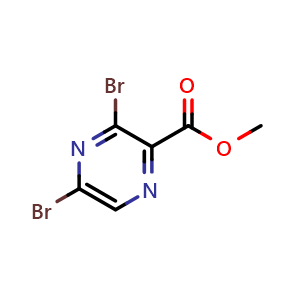 Chemical structure of methyl 3,5-dibromo-2-pyrazinecarboxylate , CAS 1035818-91-7, AChemBlock U140902