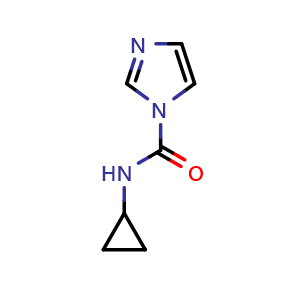 Chemical structure of N-Cyclopropyl-1-imidazolecarboxamide , CAS 1033090-34-4, AChemBlock U140915