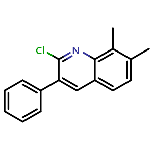 Chemical structure of 2-Chloro-7,8-dimethyl-3-phenylquinoline , CAS 1031928-21-8, AChemBlock U140918
