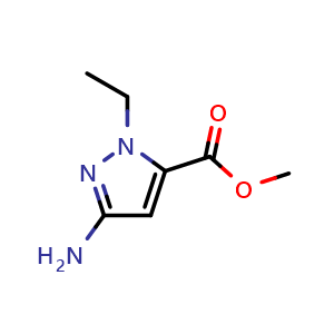 Chemical structure of methyl 5-amino-2-ethyl-pyrazole-3-carboxylate , CAS 1029052-29-6, AChemBlock U140931