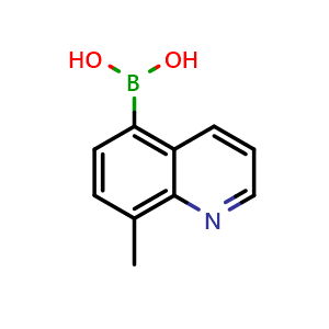 Chemical structure of 8-Methyl-5-quinolineboronic acid , CAS 1025010-58-5, AChemBlock U140950