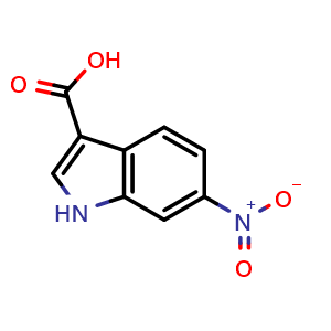 Chemical structure of 6-Nitroindole-3-carboxylic acid , CAS 10242-03-2, AChemBlock U140951