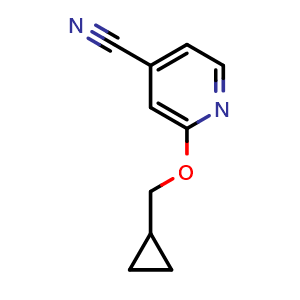 Chemical structure of 2-(cyclopropylmethoxy)isonicotinonitrile , CAS 1019568-08-1, AChemBlock U140971
