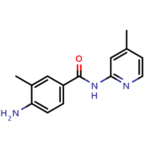 Chemical structure of 4-Amino-3-methyl-N-(4-methyl-2-pyridyl)benzamide , CAS 1019398-78-7, AChemBlock U140972
