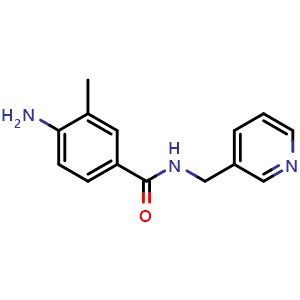Chemical structure of 4-Amino-3-methyl-N-(3-pyridylmethyl)benzamide , CAS 1018564-07-2, AChemBlock U140978