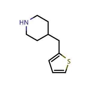 Chemical structure of 4-(2-Thienylmethyl)piperidine , CAS 1017150-87-6, AChemBlock U140986