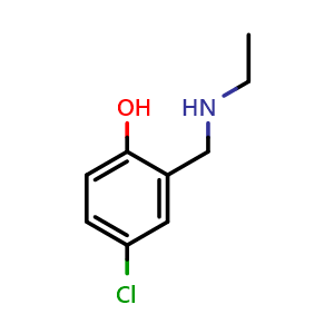 Chemical structure of 4-Chloro-2-[(ethylamino)methyl]phenol , CAS 1016500-71-2, AChemBlock U140991