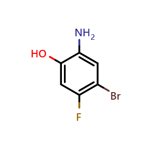 Chemical structure of 2-Amino-4-bromo-5-fluorophenol , CAS 1016234-89-1, AChemBlock U140993