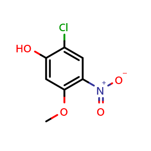 Chemical structure of 2-chloro-5-methoxy-4-nitrophenol , CAS 100959-51-1, AChemBlock U141015