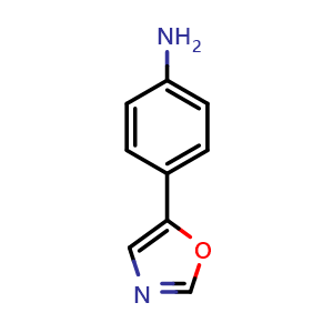 Chemical structure of 4-(5-Oxazolyl)aniline , CAS 1008-95-3, AChemBlock U141016