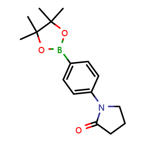Chemical structure of 1-[4-(4,4,5,5-tetramethyl-1,3,2-dioxaborolan-2-yl)phenyl]-2-pyrrolidinone , CAS 1003309-09-8, AChemBlock U141039