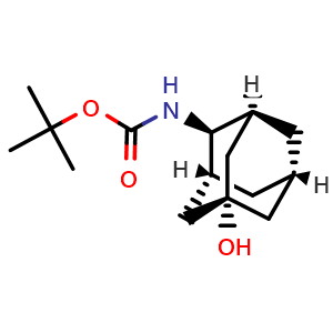 Chemical structure of tert-Butyl [(1R,2s,3S,5s,7s)-rel-5-Hydroxyadamantan-2-yl]carbamate , AChemBlock U141066