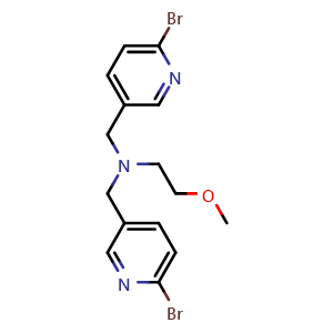 Chemical structure of N,N-Bis[(6-bromo-3-pyridyl)methyl]-2-methoxyethanamine , CAS 2568130-92-5, AChemBlock U141092