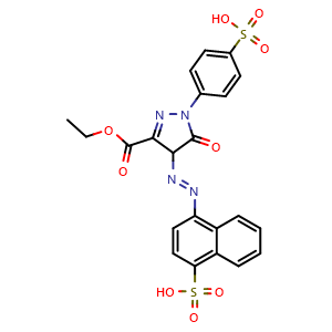 Chemical structure of 4-[[3-(Ethoxycarbonyl)-5-oxo-1-(4-sulfophenyl)-4,5-dihydro-4-pyrazolyl]diazenyl]-1-naphthalenesulfonic acid , CAS 732922-62-2, AChemBlock U141133