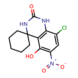 Chemical structure of 8'-Chloro-5'-hydroxy-6'-nitro-1'H-spiro[cyclohexane-1,4'-quinazolin]-2'(3'H)-one , CAS 2266638-62-2, AChemBlock U141134