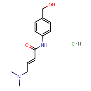 Chemical structure of (E)-4-(Dimethylamino)-N-[4-(hydroxymethyl)phenyl]-2-butenamide hydrochloride , CAS 2006281-61-2, AChemBlock U141147