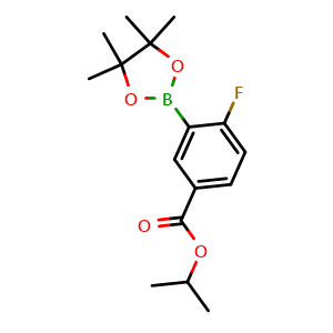 Chemical structure of Isopropyl 4-fluoro-3-(4,4,5,5-tetramethyl-1,3,2-dioxaborolan-2-yl)benzoate , AChemBlock U141174