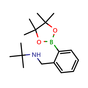 Chemical structure of 2-methyl-N-(2-(4,4,5,5-tetramethyl-1,3,2-dioxaborolan-2-yl)benzyl)propan-2-amine , CAS 2484920-07-0, AChemBlock U141175