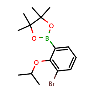 Chemical structure of 2-(3-bromo-2-isopropoxyphenyl)-4,4,5,5-tetramethyl-1,3,2-dioxaborolane , AChemBlock U141177