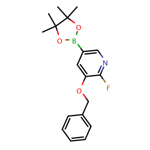 Chemical structure of 3-(Benzyloxy)-2-fluoro-5-(4,4,5,5-tetramethyl-1,3,2-dioxaborolan-2-yl)pyridine , AChemBlock U141193