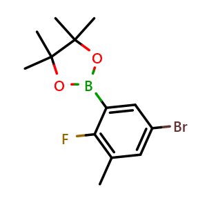 Chemical structure of 2-(5-Bromo-2-fluoro-3-methylphenyl)-4,4,5,5-tetramethyl-1,3,2-dioxaborolane , AChemBlock U141198