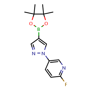 Chemical structure of 2-fluoro-5-(4-(4,4,5,5-tetramethyl-1,3,2-dioxaborolan-2-yl)-1h-pyrazol-1-yl)pyridine , AChemBlock U141203