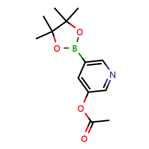 Chemical structure of 5-(4,4,5,5-tetramethyl-1,3,2-dioxaborolan-2-yl)pyridin-3-yl acetate , AChemBlock U141241