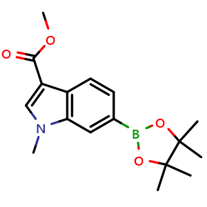 Chemical structure of methyl 1-methyl-6-(4,4,5,5-tetramethyl-1,3,2-dioxaborolan-2-yl)-1H-indole-3-carboxylate , AChemBlock U141246