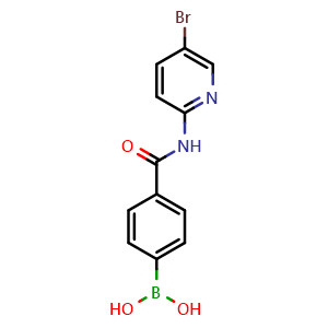 Chemical structure of 4-(5-Bromo-pyridin-2-yl)aminocarbonylphenylboronic acid , AChemBlock U141270