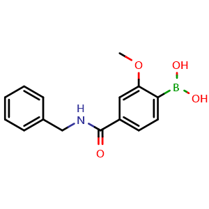 Chemical structure of 4-(Benzylcarbamoyl)-2-methoxyphenylboronic acid , AChemBlock U141279