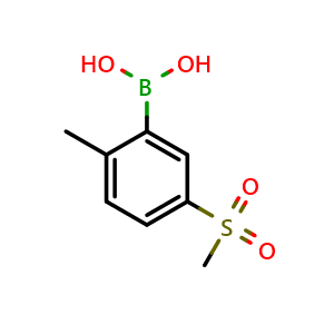 Chemical structure of 2-Methyl-5-(methylsulfonyl)phenylboronic acid , AChemBlock U141293