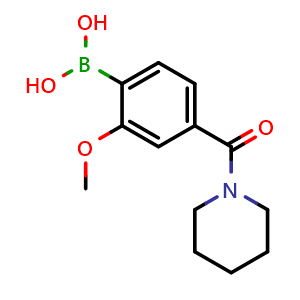 Chemical structure of 4-(Piperidine-1-carbonyl)-2-methoxyphenylboronic acid , AChemBlock U141298