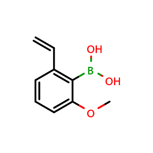 Chemical structure of 2-Methoxy-6-vinylphenylboronic acid , CAS 2763385-81-3, AChemBlock U141323