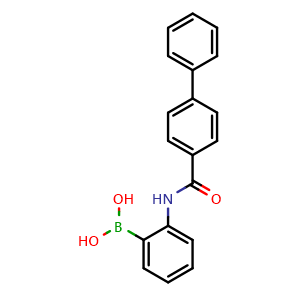 Chemical structure of 2-(4-Biphenylylcarboxamido)phenylboronic acid , CAS 2304635-19-4, AChemBlock U141336