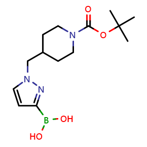 Chemical structure of 1-[(1-Boc-4-piperidyl)methyl]pyrazole-3-boronic acid , AChemBlock U141342